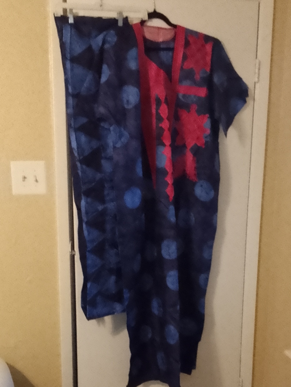 Blue & Red Maxi Dress - Elegant Women's Kaftan Style